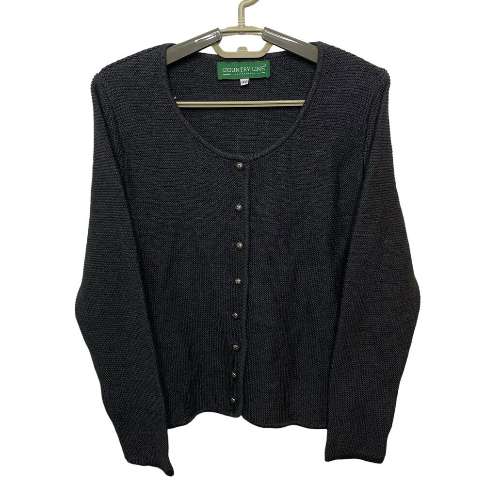 NEW Country-Line Trachtenmode Austrian Dark Gray Cardigan Sweater US 6 EU 42 - Picture 4 of 12